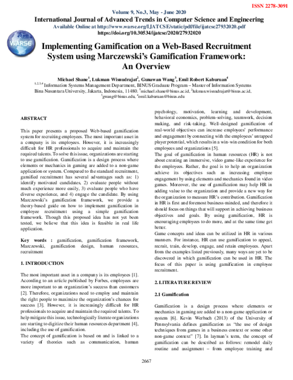 (PDF) Implementing Gamification on a Web-Based Recruitment System using ...