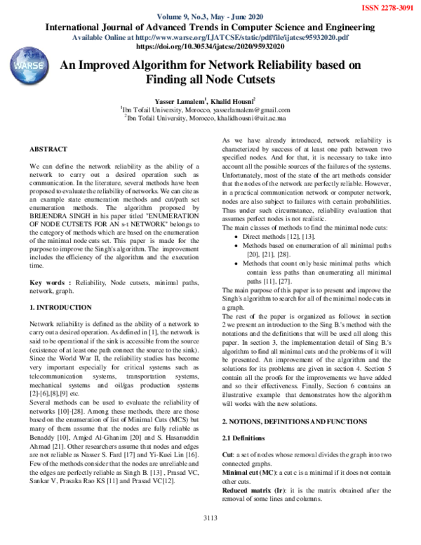 (PDF) An Improved Algorithm for Network Reliability based on Finding ...