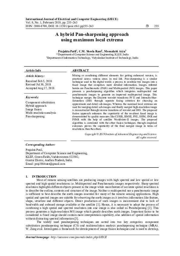 (PDF) A hybrid Pan-sharpening approach using maximum local extrema