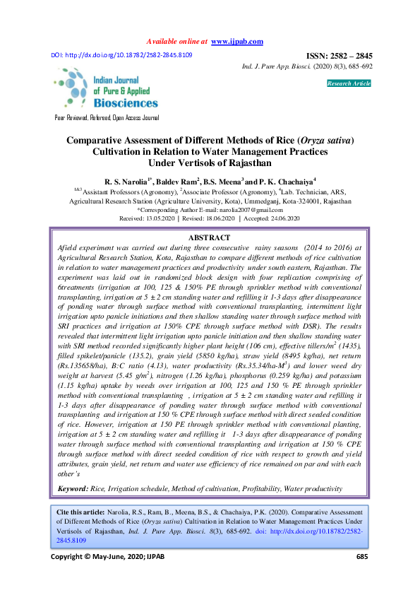 (PDF) Comparative Assessment of Different Methods of Rice (Oryza sativa ...