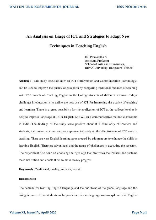 (PDF) An Analysis on Usage of ICT and Strategies to adapt New ...