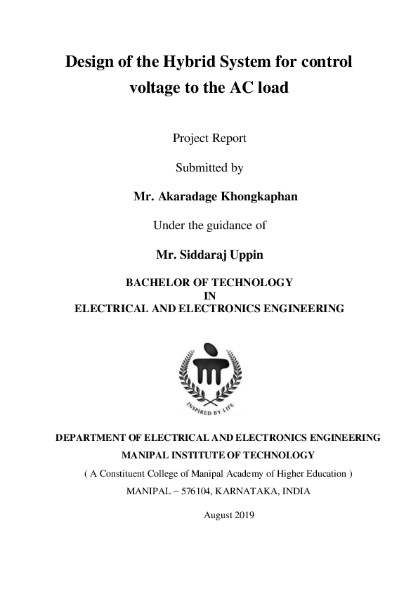 (PDF) Design of Hybrid System for control voltage to the AC load