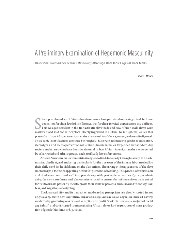 (PDF) A Preliminary Examination of Hegemonic Masculinity Definitional ...
