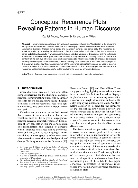 (PDF) Conceptual Recurrence Plots: Revealing Patterns in Human Discourse