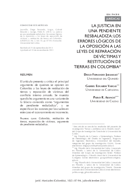 (PDF) La justicia en una pendiente resbaladiza: los errores lógicos de ...
