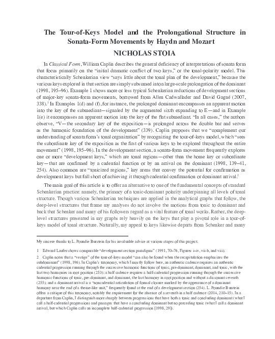 (PDF) The Tour-of-Keys Model and the Prolongational Structure in Sonata ...