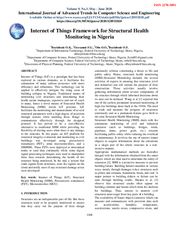 (PDF) Internet of Things Framework for Structural Health Monitoring in ...