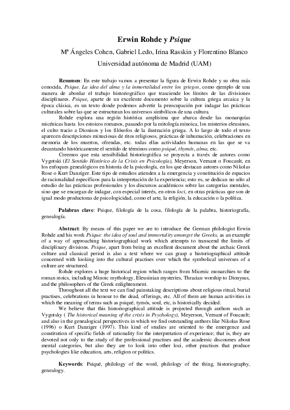 (PDF) Erwin Rohde y