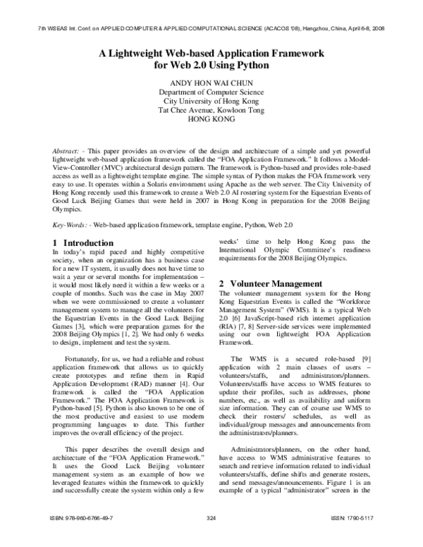 (PDF) A Lightweight Web-based Application Framework for Web 2. 0 Using ...