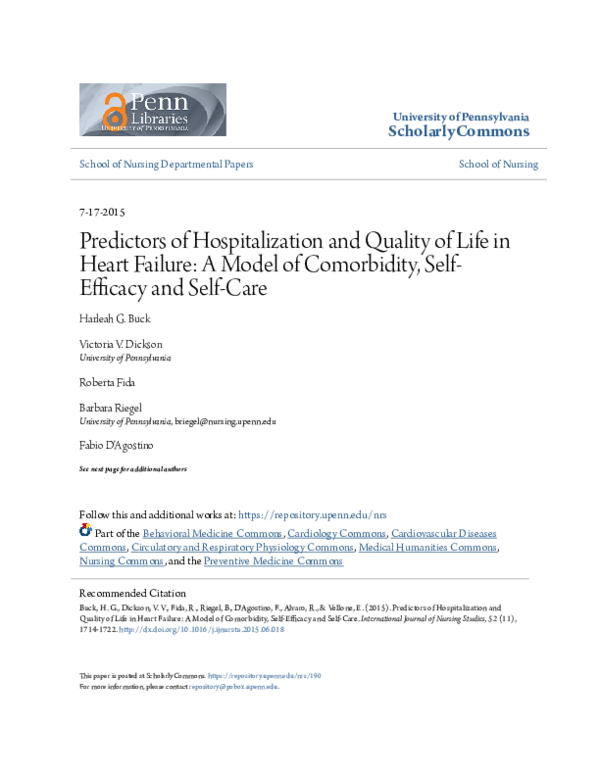 (PDF) Predictors of hospitalization and quality of life in heart ...