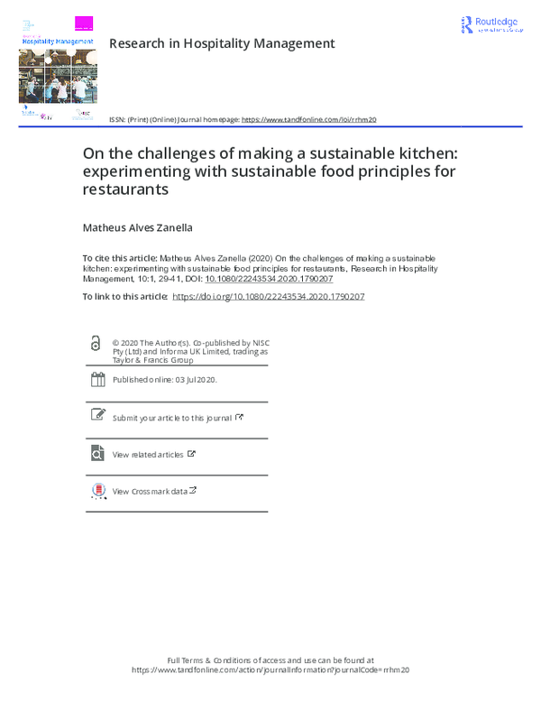 (PDF) On the challenges of making a sustainable kitchen: experimenting ...