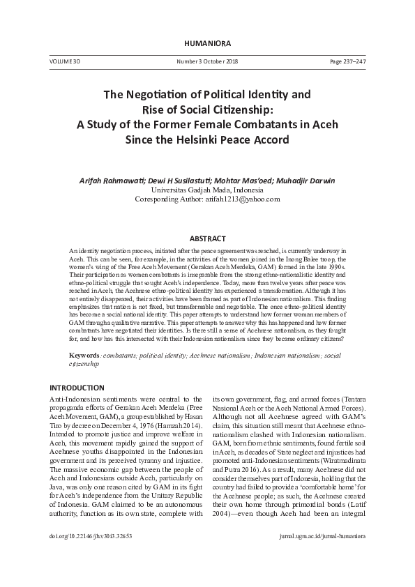 (PDF) The Negotiation of Political Identity and Rise of Social ...