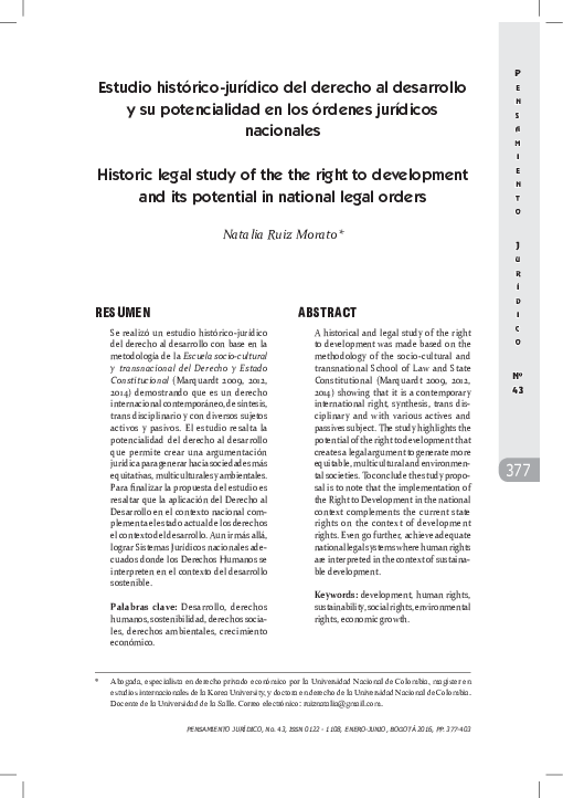 (PDF) Historic legal study of the the right to development and its ...