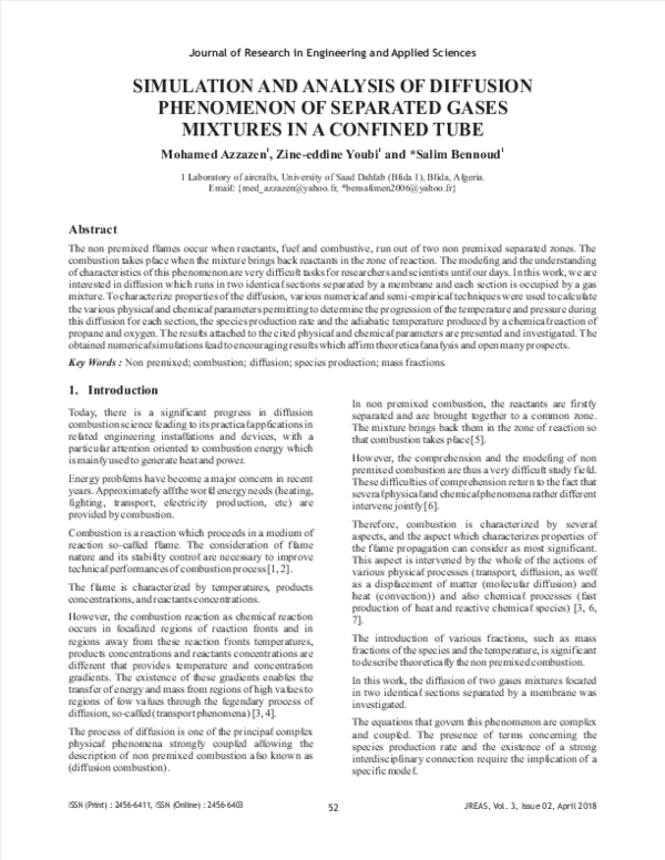 (PDF) SIMULATION AND ANALYSIS OF DIFFUSION PHENOMENON OF SEPARATED ...