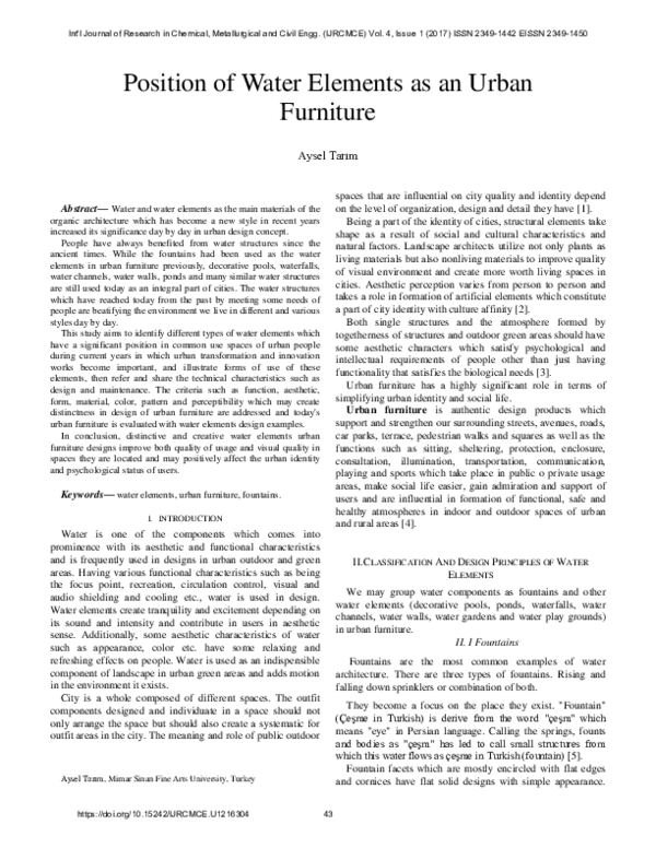 (PDF) Position of Water Elements as an Urban Furniture