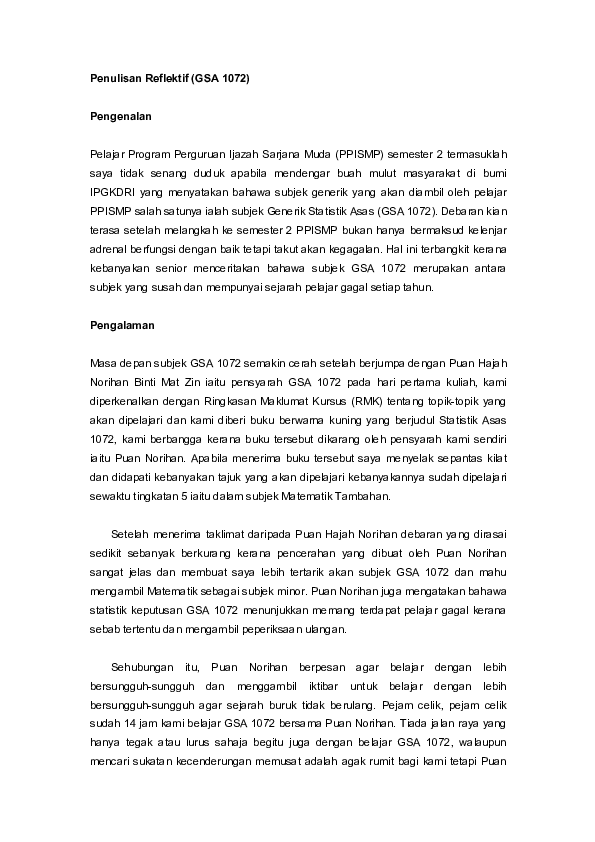 Pdf Penulisan Reflektif Gsa 1072 Amaar Hisyam Academia Edu