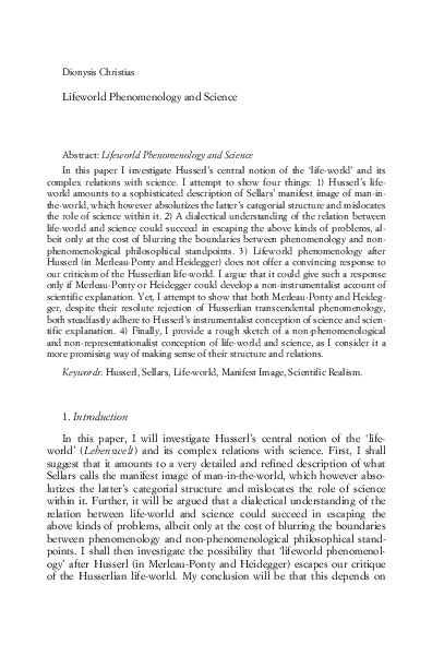 (PDF) Lifeworld Phenomenology and Science
