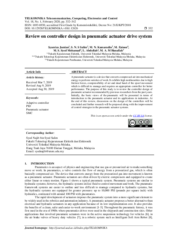 (PDF) Review on controller design in pneumatic actuator drive system