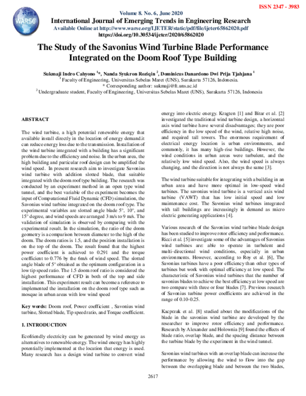 (PDF) The Study of the Savonius Wind Turbine Blade Performance ...