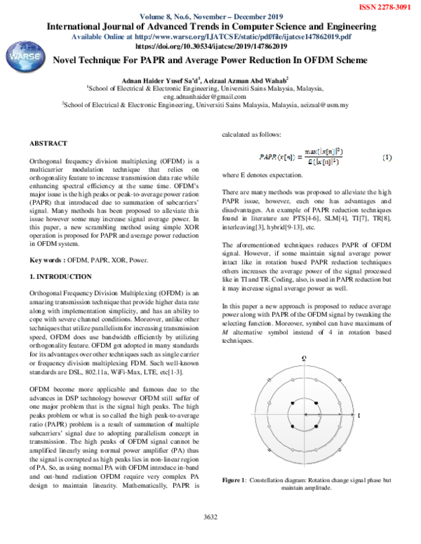 (PDF) Novel Technique For PAPR and Average Power Reduction In OFDM Scheme