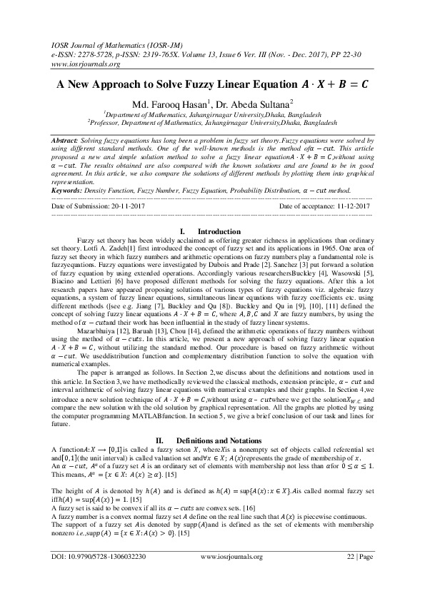 (PDF) A New Approach to Solve Fuzzy Linear Equation A·X+B=C