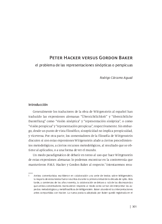 (PDF) Peter Hacker versus Gordon Baker el problema de las ...