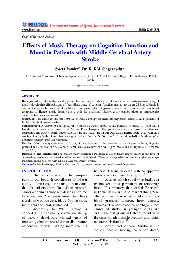 (PDF) Effects of Music Therapy on Cognitive Function and Mood in ...