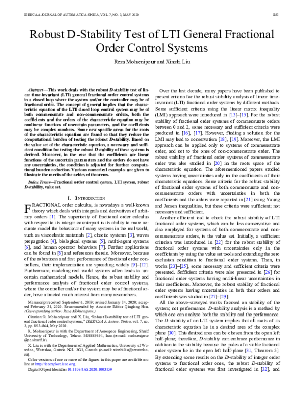 (PDF) Robust D-Stability Test of LTI General Fractional Order Control ...