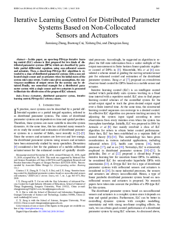 (PDF) Iterative Learning Control for Distributed Parameter Systems ...