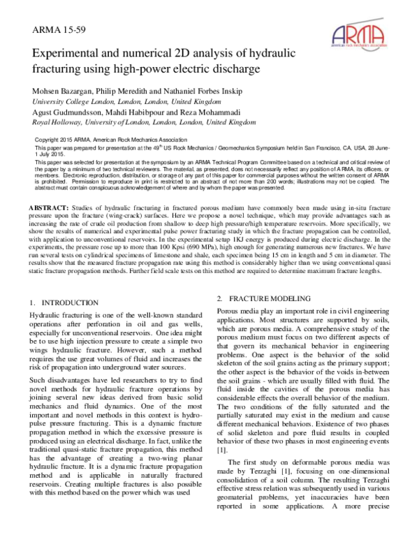 (PDF) Experimental and numerical 2D analysis of hydraulic fracturing ...