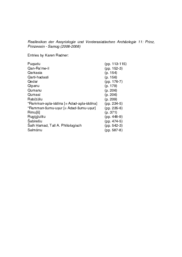 Pdf 2006 2008 Puqudu Qan Ra Me Il Qarkasia Qarti Hadasti Qedar Qipanu Qumanu Qumasi Rab B Ilu Ramman Apla Iddina Adad Apla Iddina Ramman Sumu Uá¹£ur Adad Sumu Uá¹£ur Rimu S Rug G Ulitu Sabiresu Saih academia edu