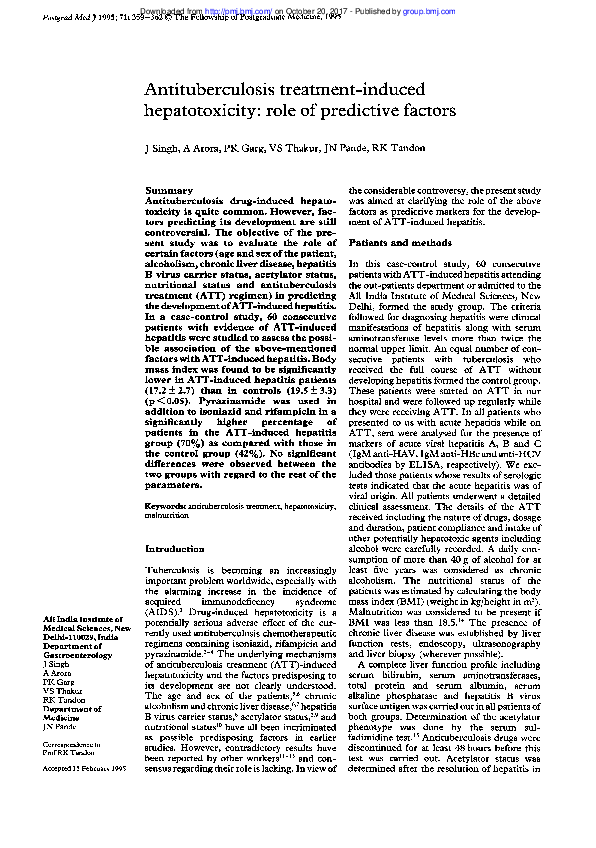 (PDF) Antituberculosis treatment-induced hepatotoxicity: role of ...