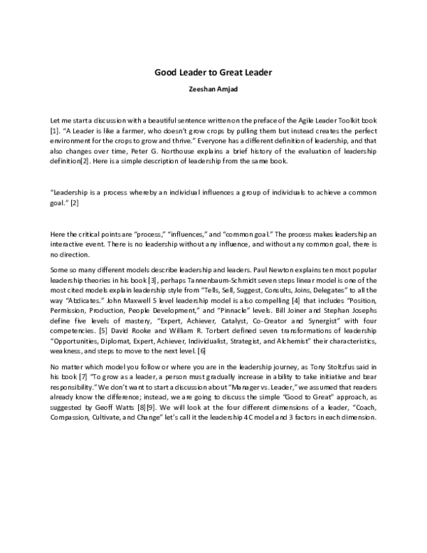 (PDF) Good Leader to Great Leader