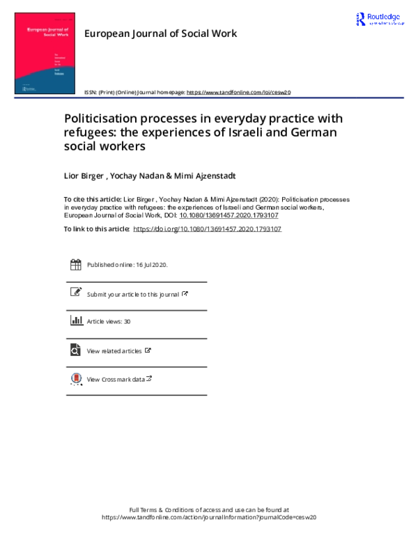 (PDF) Politicisation processes in everyday practice with refugees: the ...
