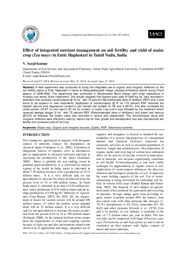 (PDF) Effect of integrated nutrient management on soil fertility and ...