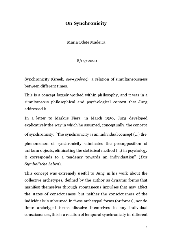Collective Unconscious And Synchronicity Carl Jung Research Papers Academia Edu