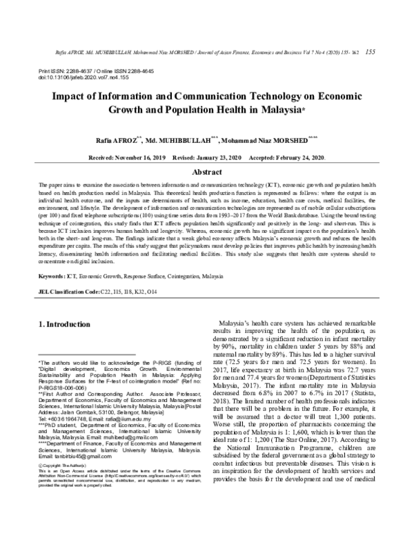 (PDF) Impact of Information and Communication Technology on Economic ...