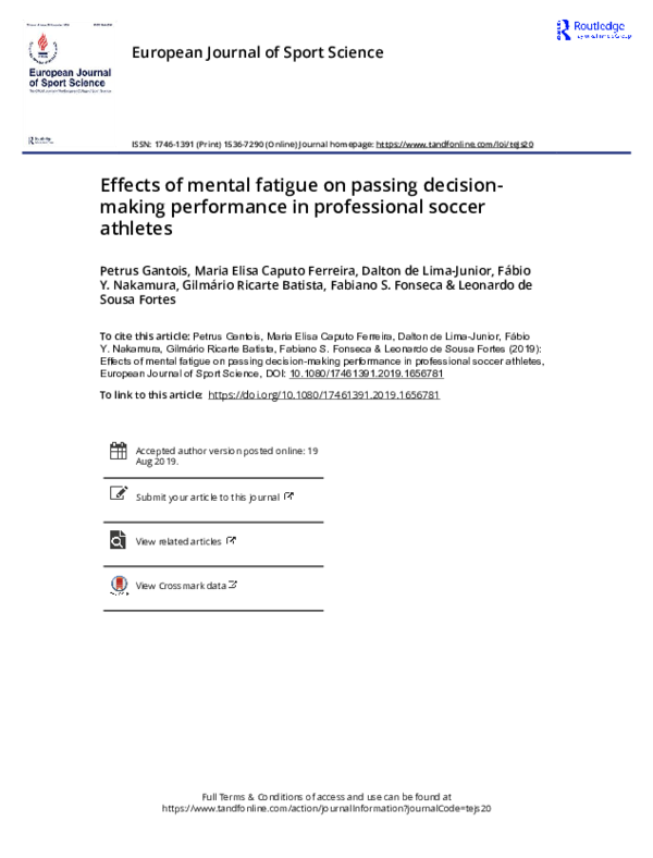 (PDF) European Journal of Sport Science Effects of mental fatigue on ...