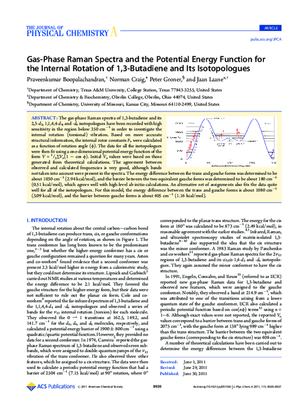 (PDF) Gas-Phase Raman Spectra and the Potential Energy Function for the ...