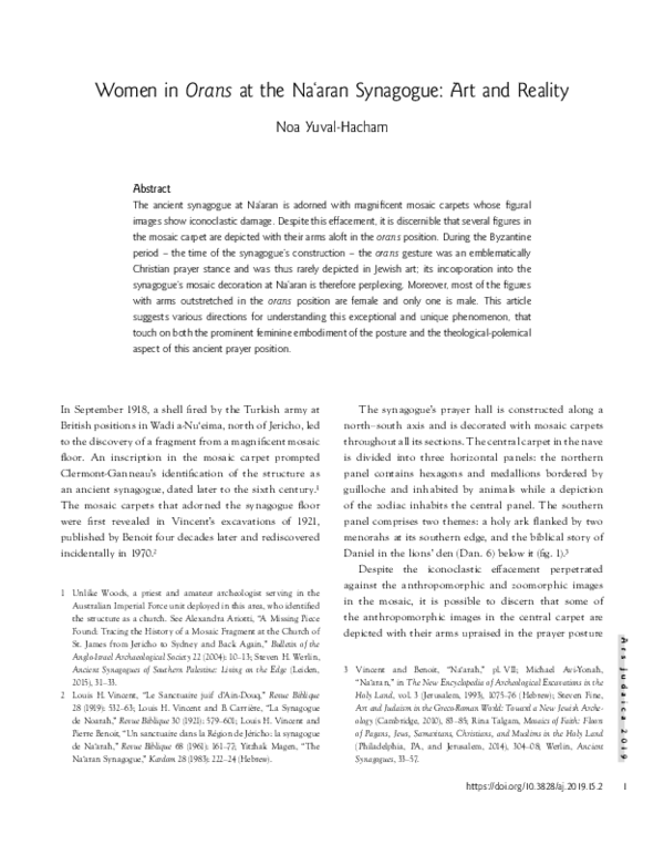 (PDF) Women in Orans at the Na'aran Synagogue Art and Reality Noa
