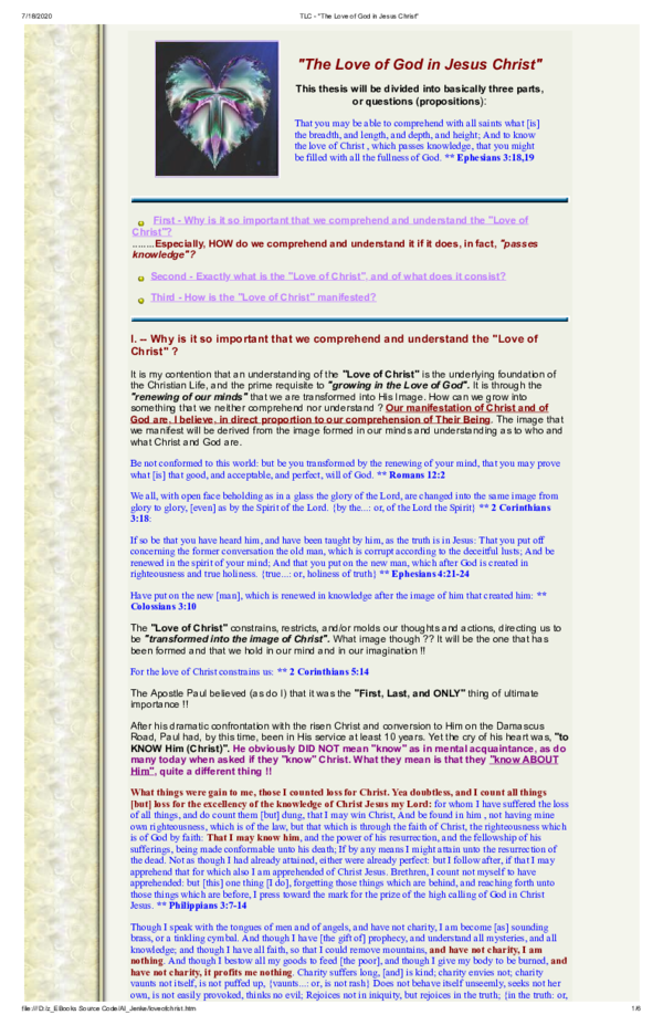 (PDF) The Love of God in Jesus Christ