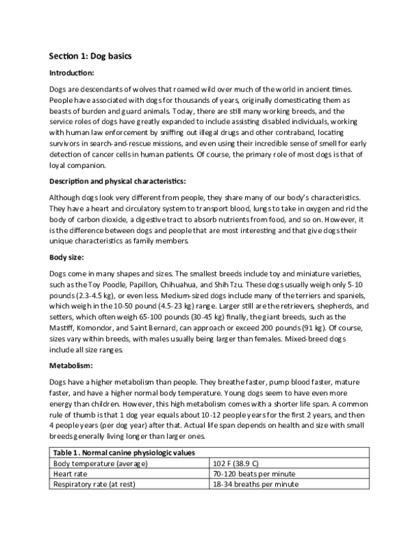(DOC) Section 1 Dog basics Kim Shicowich Academia.edu