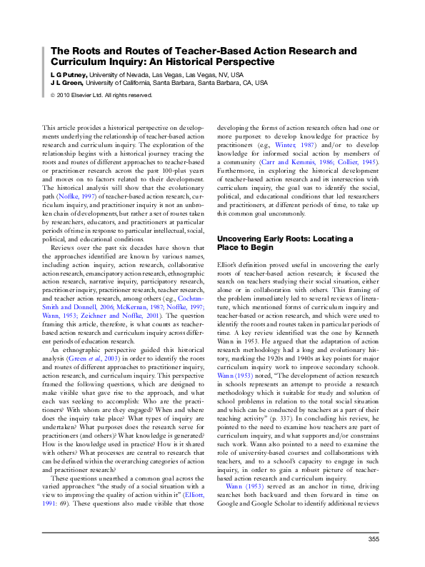 (PDF) The Roots and Routes of Teacher-Based Action Research and ...