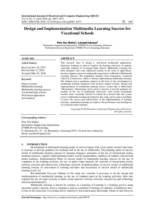 (PDF) Design and Implementation Multimedia Learning Success for ...