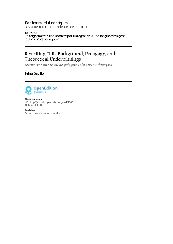 (PDF) Revisiting CLIL: Background, pedagogy, and theoretical underpinnings