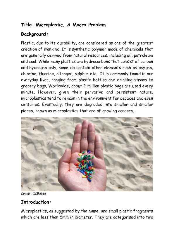 (PDF) Title: Microplastic, A Macro Problem
