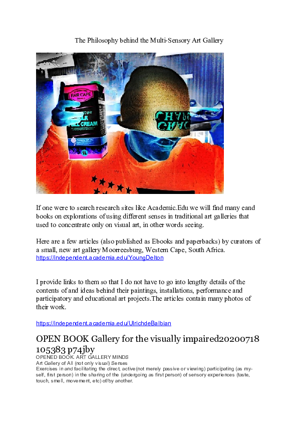 Multi Sensory Art Research Papers Academia Edu