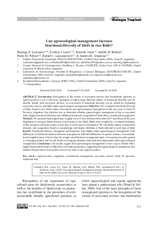(PDF) Can agroecological management increase functional diversity of ...