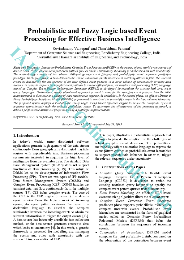 (PDF) Probabilistic and Fuzzy Logic based Event Processing for ...