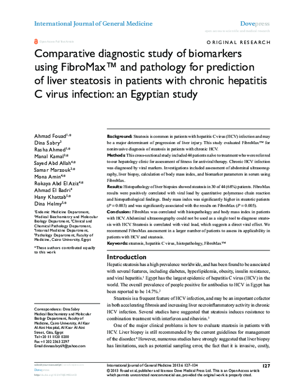 (PDF) Comparative diagnostic study of biomarkers using FibroMax™ and ...